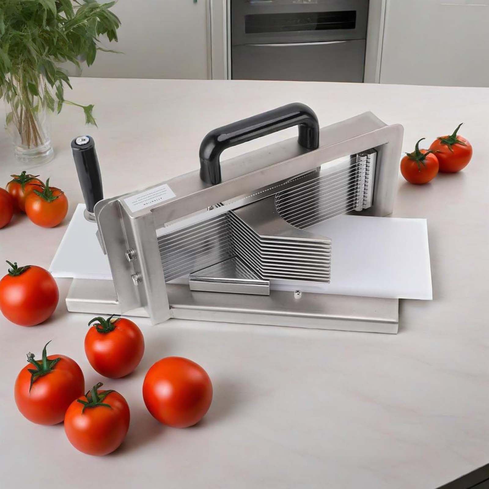 Cortadora De Cebolla Y Repollo Profesional, Cortadora De Tomates De Acero Inoxidable, Procesador De Alimentos Manual Con Patas Antideslizantes, Para Cortar Tomates, Pepinos Y PláTanos,3"8(9.5mm)