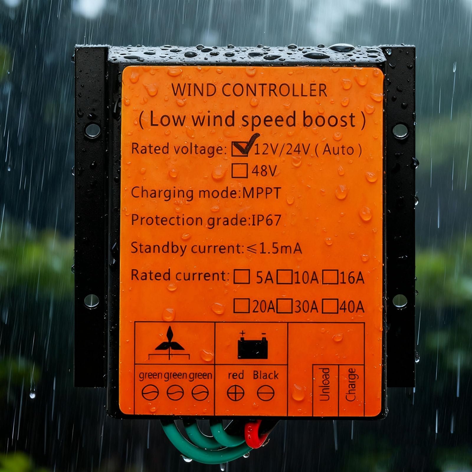 Kontroler ładowania MPPT 9000W 12V 24V AUTO 48V, regulator napięcia przy niskiej prędkości wiatru, wodoodporny kontroler wiatrowy do generatora wiatrowego (żółty),Yellow,220V