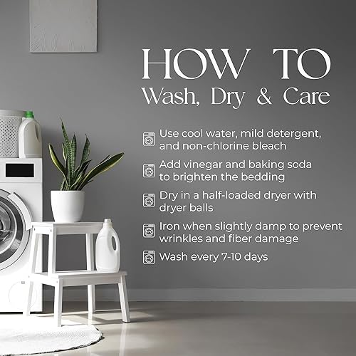 Miniatura 6 de Purity Home juego de sábanas suaves y frescas de 300 hilos de tejido de percal de 100 % algodón orgánico, sábana bajera para colchones de hasta 18