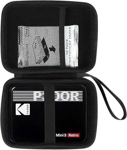 Aenllosi Estuche rígido de transporte para impresora Kodak Mini Shot 3 RetroSquare, soporte para cartucho de película (solo funda, negro y amarillo)