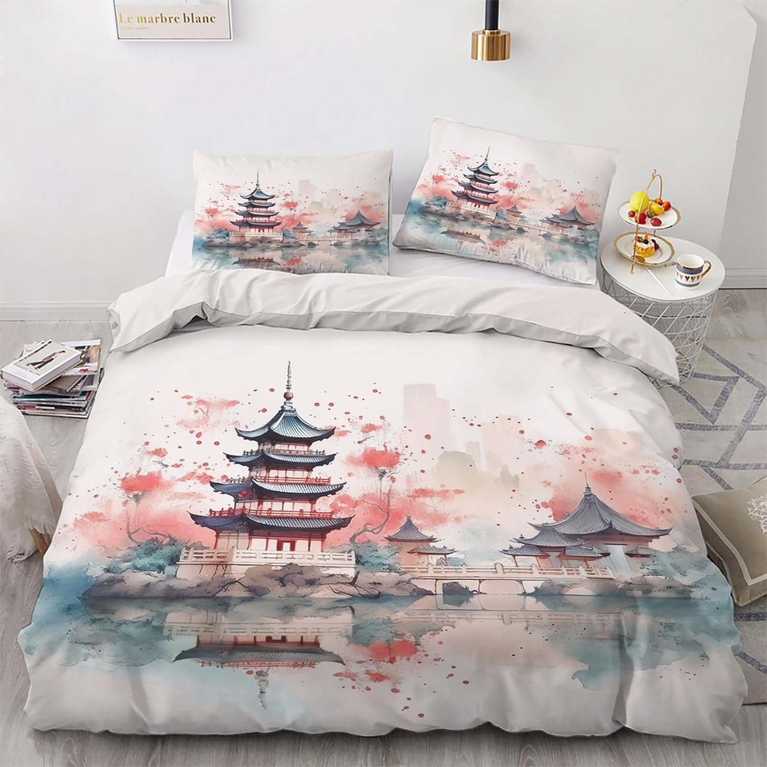 Housse de couette 200x200 anti-plis en microfibre pour lit deux personnes