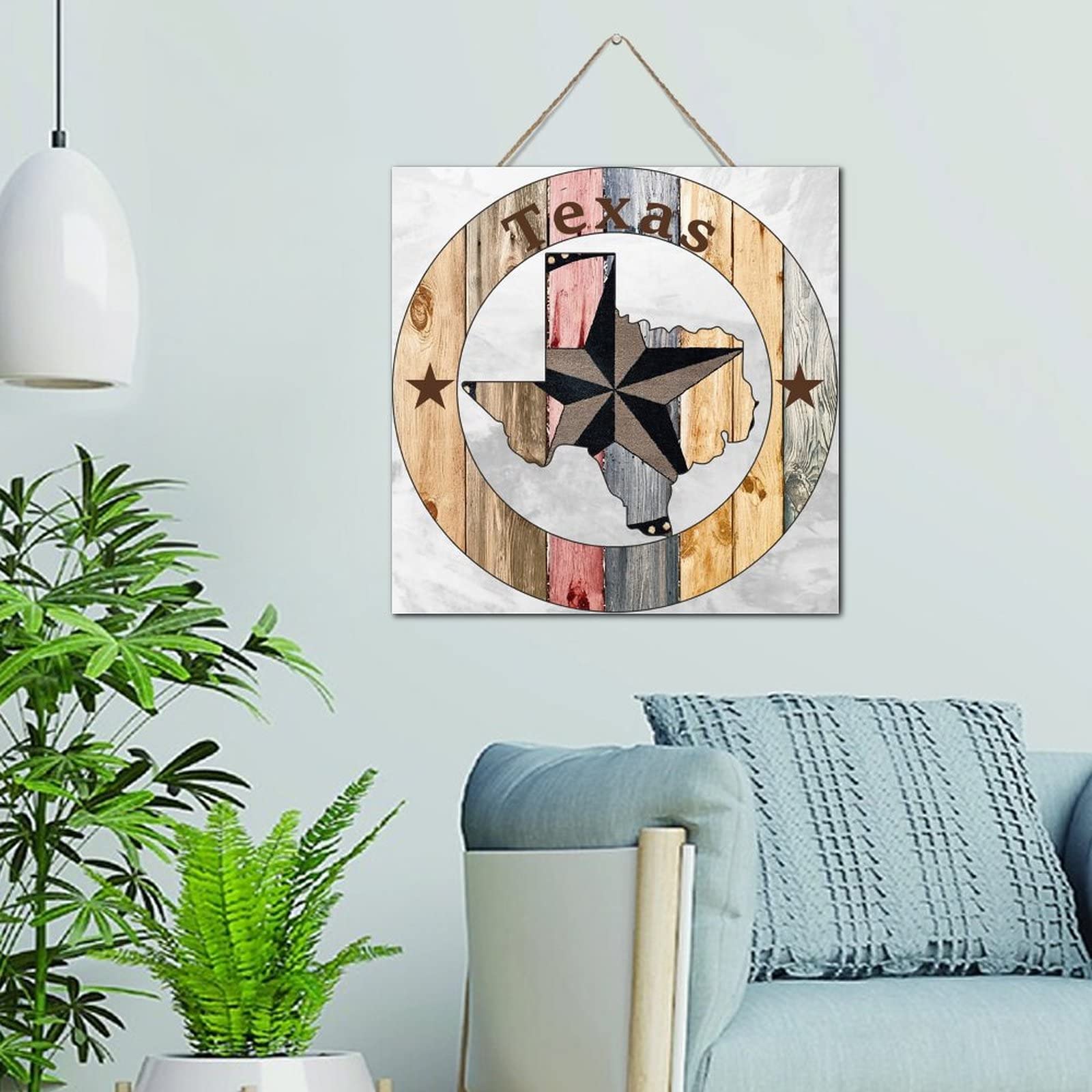 Plaque murale décorative en bois Texas Lone Star 30cm pour garde-manger rustique - 6