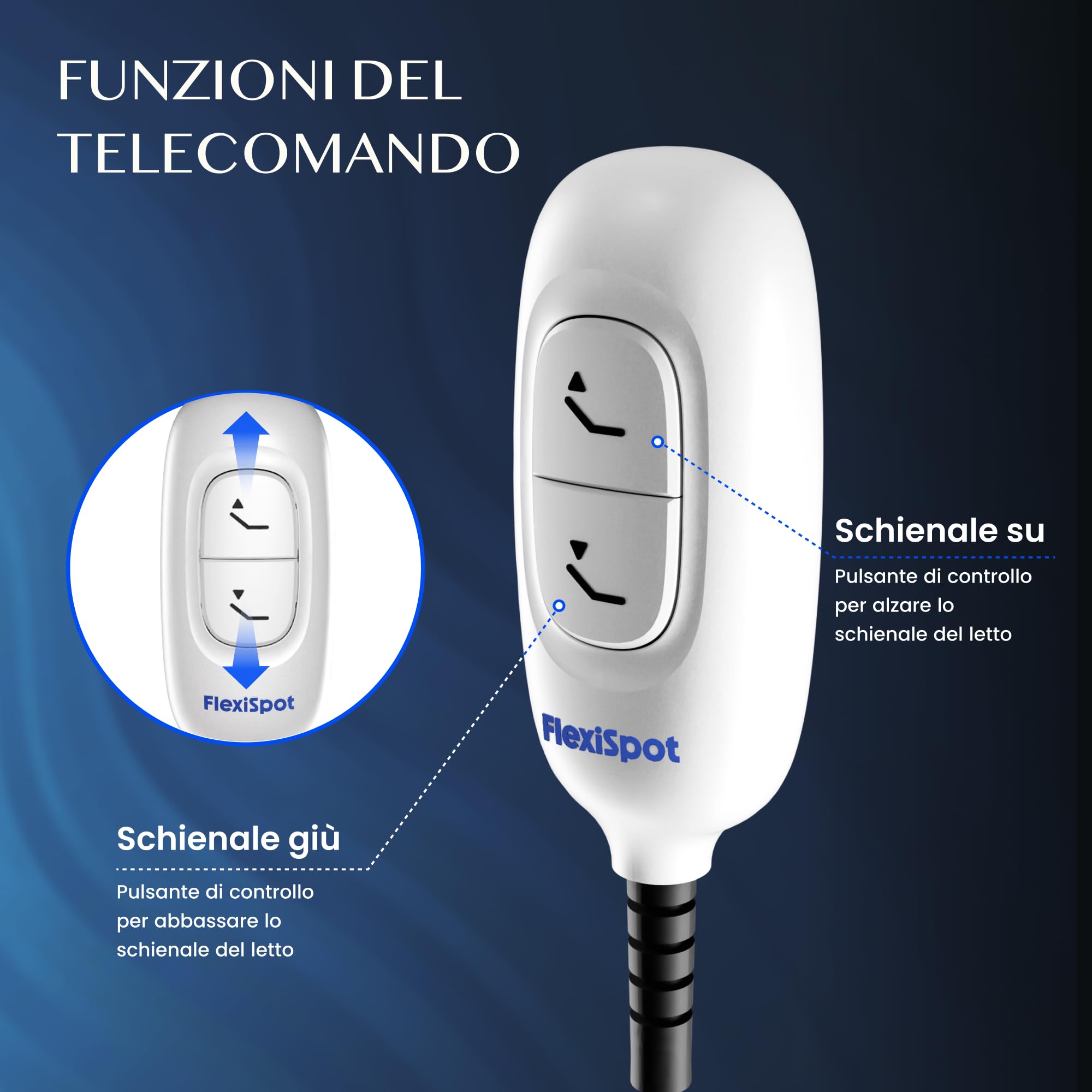 FLEXISPOT Base Letto Elettrica Regolabile, Schienale Inclinabile 0-60°, Sollevamento Silenzioso <50 dB, Telecomando a 2 Pulsanti, Supporto fino a 90 kg, Compatibile con Materassi 80-100 x 180-200 cm