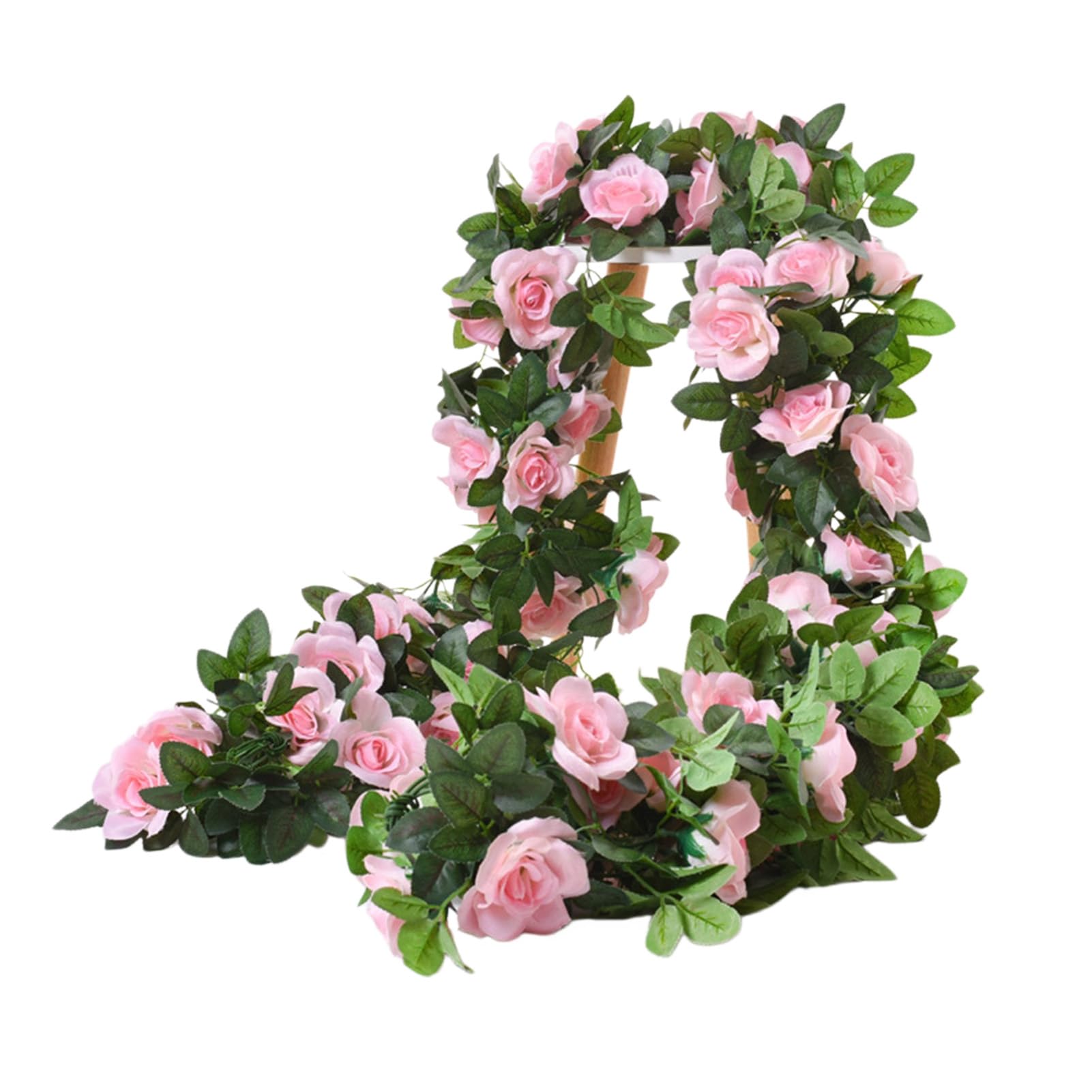 Pasisuu Artificial Flower Garland – Lifelike Rose Vine with Simulation Flowers, No Maintenance Realistic Faux Flower for Home Decoration Pink
