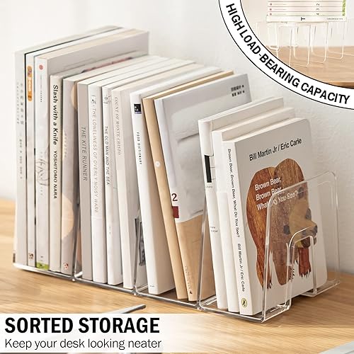 Miniatura 3 de Organizador de libros de escritorio transparente, soporte creativo para libros, estantería divisora para el hogar, la escuela y la oficina, estantes