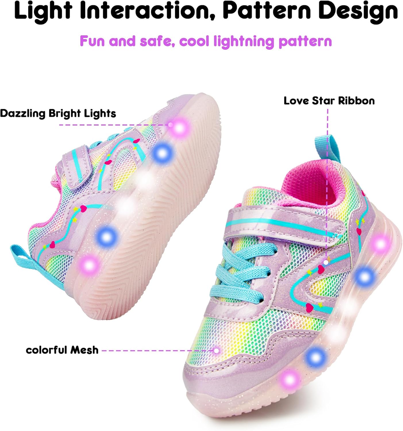 YESKIS Toddler Boys Girls Light Up Shoes LED Flashing Lightweight Mesh Breathable Adorable Running Sneakers for Toddler and Little Kid - Image 5