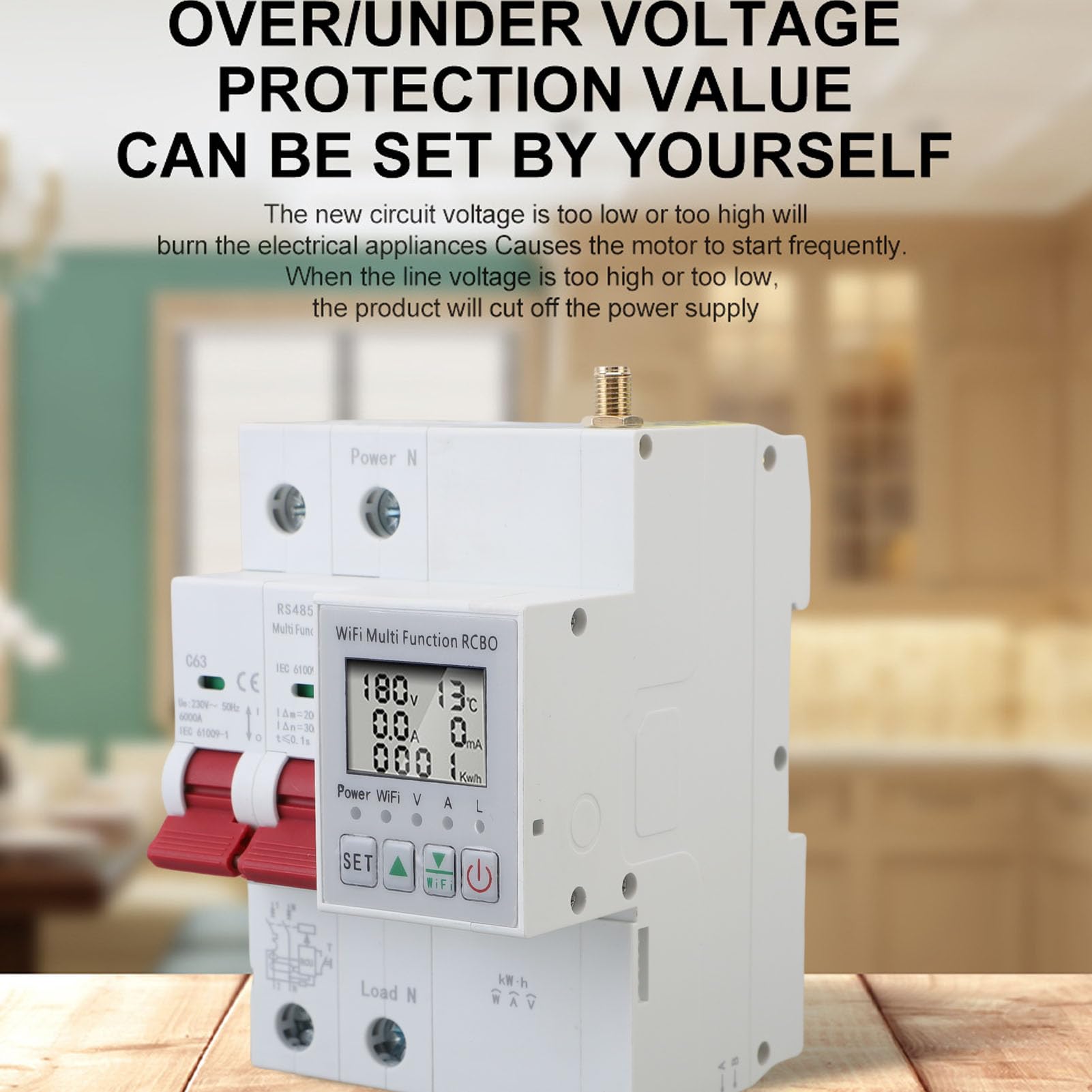 Eujgoov Impostazione del Timer di Controllo Dell'app WiFi Smart Circuit Breaker per L'interruttore D'aria Sotto Protezione di Perdita di Tensione 63A
