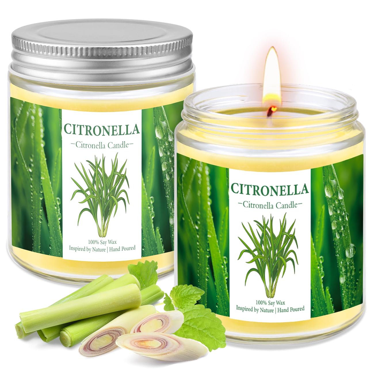 M&SENSE Citronella Kerze Outdoor - Sojawachs Kerze 220h Brenndauer