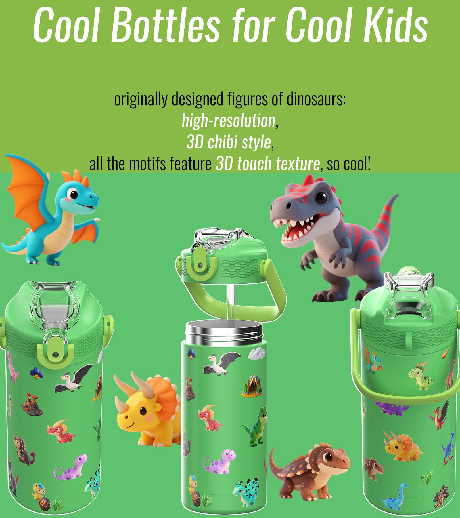 MYFOREST 400ml/14oz Insulated Kids Water Bottle, Odor-Free Surgical Grade Liner, Dishwasher-Safe, Name Spot - Image 2