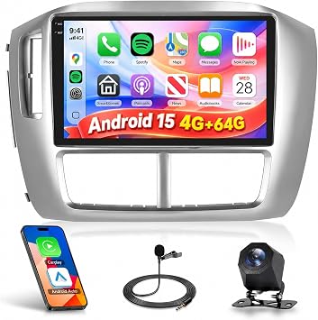 Rimoody 4G+64G Android 15 Car Stereo for Honda Pilot 2006-2008 Wireless CarPlay Android Auto, 9 in-Cell Touch Screen/GPS/Bluetooth 5.0/FM RDS/EQ/Wi-Fi/Mirror Link, AHD Rear Camera
