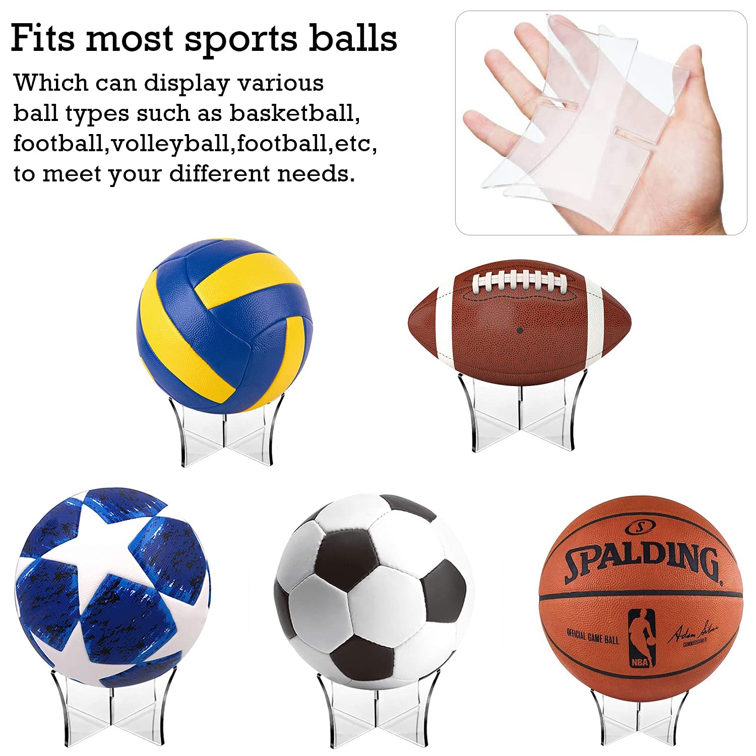 2 Supporti Per Palloni Acrilici Trasparenti - Espositori Per Palloni Da Calcio, Basket E Pallavolo - Foto 5