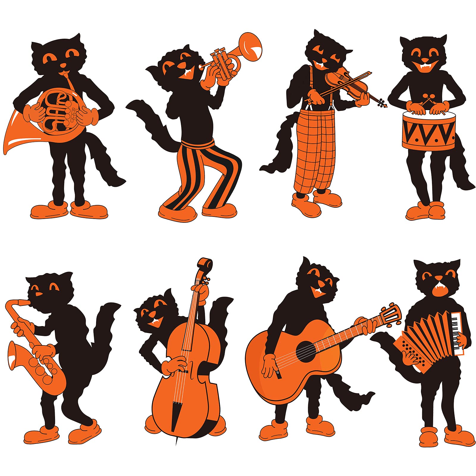 Geolet 8 Pieces Vintage Halloween Cutouts Vintage Cat Cutouts Black Halloween Cat Paper Cutouts Halloween Cutouts Decorations with 40 Pieces Glue Point Dots for Halloween Party