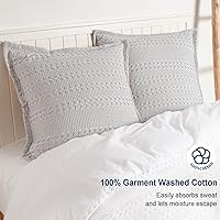 Vista 471 de PHF Fundas de almohada 100% algodón con tejido de gofre de 24 x 24 pulgadas, paquete de 2 fundas cuadradas para decoración elegante del hogar, sin