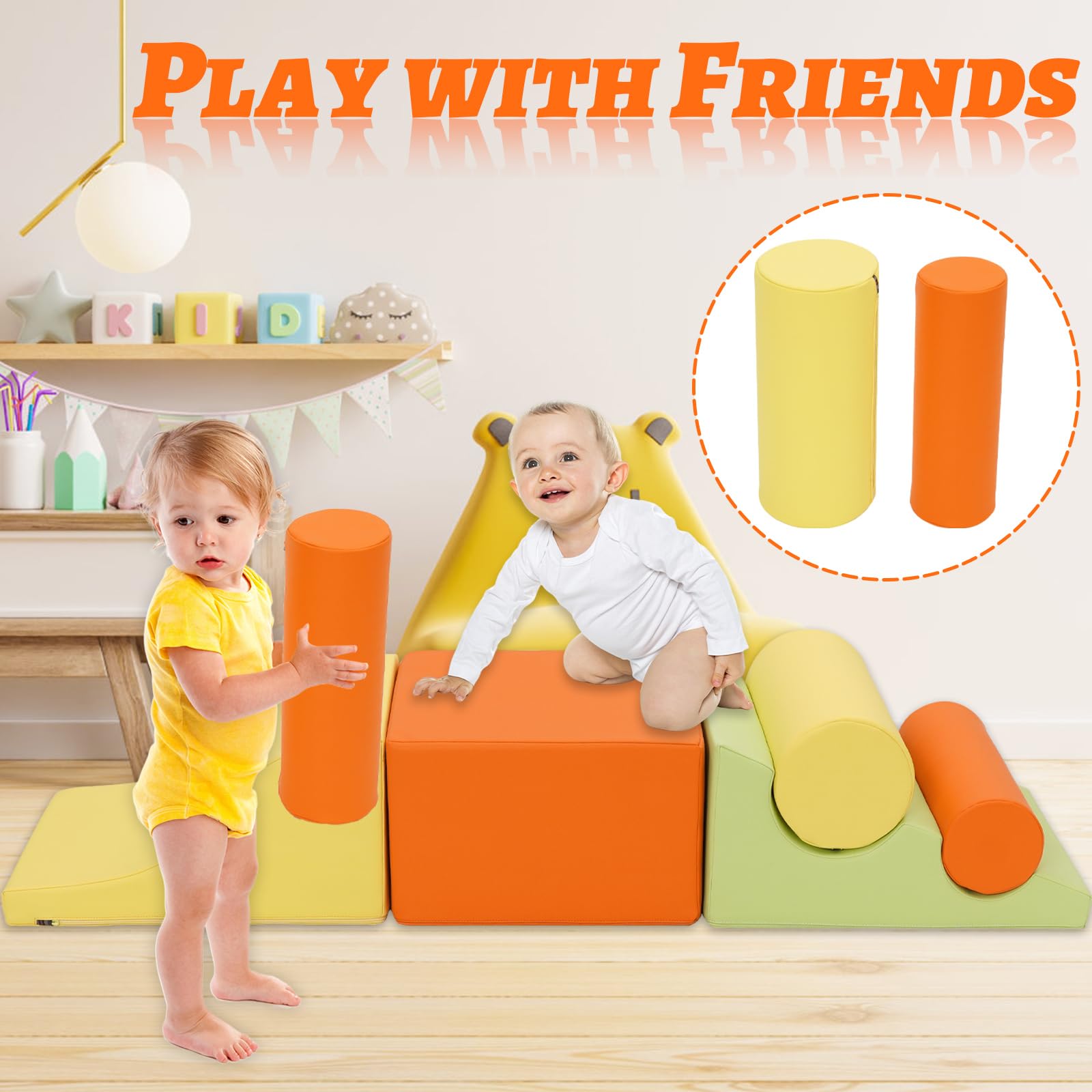 Kinder-Klettermatte Aus Schwamm,Schaumstoff Bausteine Baby.Montessori Spielzeug Kids Soft Play Set, Motorikwürfel Spielzeug ab 1 Jahr Baby Soft Play Set Für Zuhause & Kita