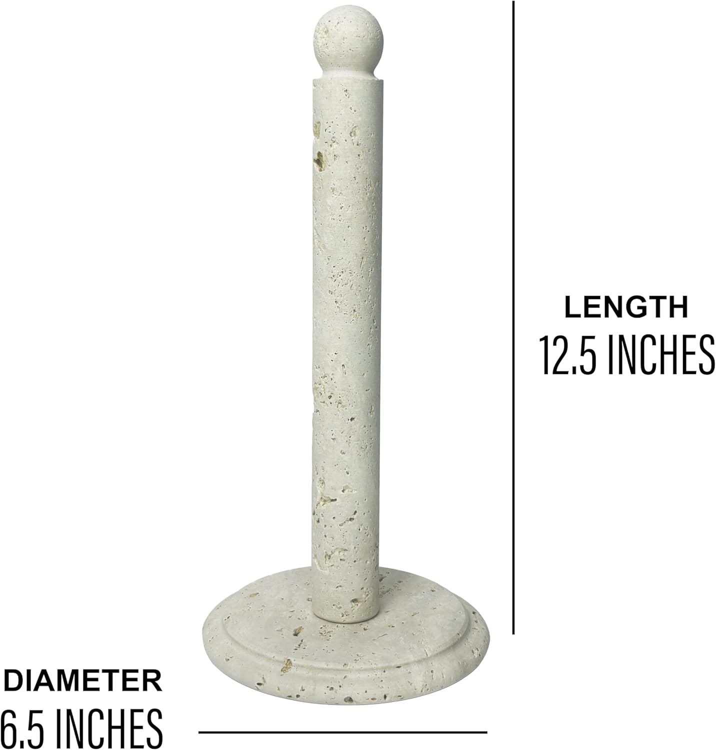 Marble Kitchen Paper Towel Holder - Hand-Crafted, Sturdy, Tabletop Stand, Durable, Non Steel & Non Plastic. (Travertine)
