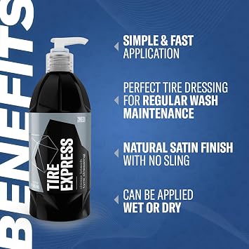 Gyeon Tire Express Natural Finish Satin Tire Shine and Dressing 500ml | Water-based satin tire dressing with UV protection - apply wet during washing or dry for a natural factory-fresh finish