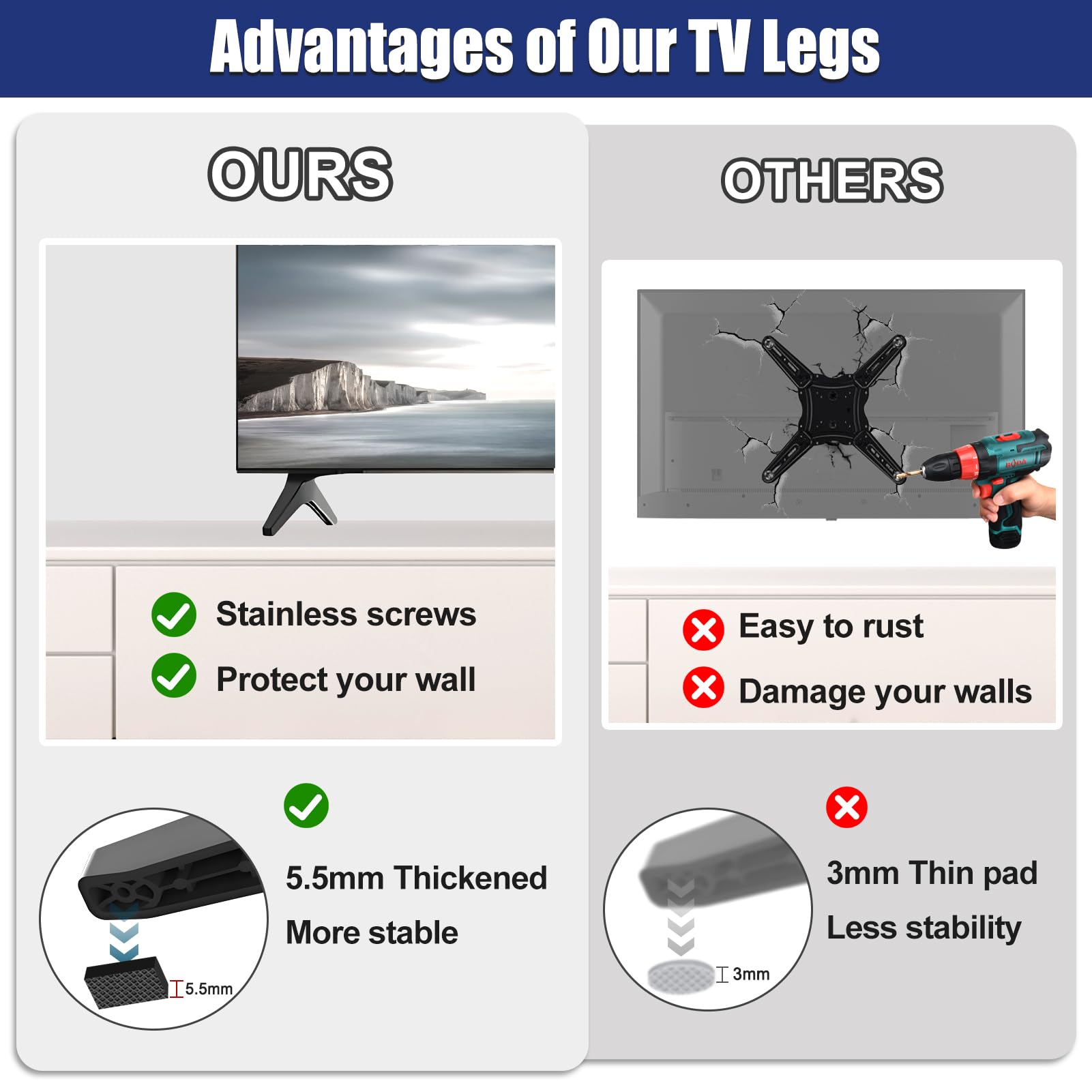 Amazon.co.jp: LGテレビ交換用ベース脚用テレビスタンド 49 50 55