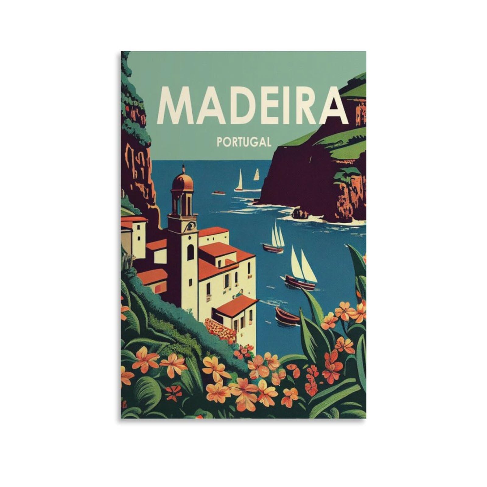 Jdjdu Unframe-Style Vintage Travel Posters Portugal Madeira Gift Wall Decor Painting Poster Canvas Art Poster