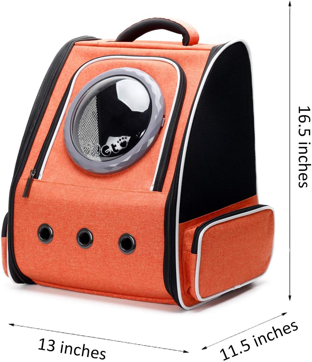 Cat Carrier Backpack Bubble, Space Capsule Pet Carrier Backpack for Small Dog and Puppy, Dog Backpack Carrier for Travel and Hiking, Airline Approved (Orange)