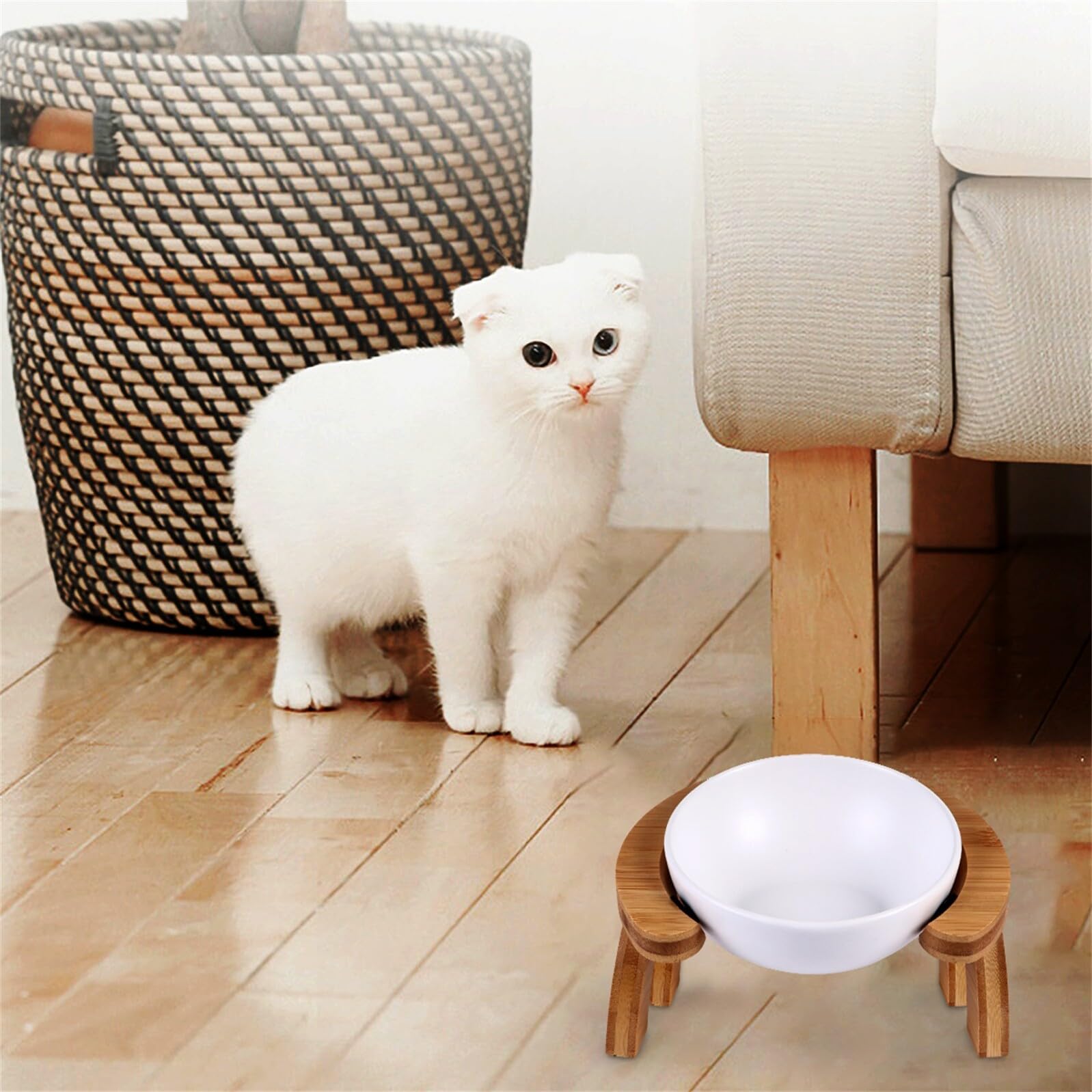 SUPVOX Set Ciotole Per Animali Domestici 300Ml Con Supporto Antiscivolo Ciotola Inclinata Bianca Per Cibo E Acqua Per Gatti E Cani Design Antiribaltamento