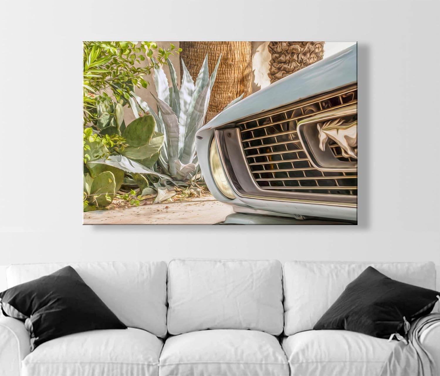 Mustang Photograph | Automotive Art Print with Blue Agave in Tucson Arizona | Southwestern Urban Art