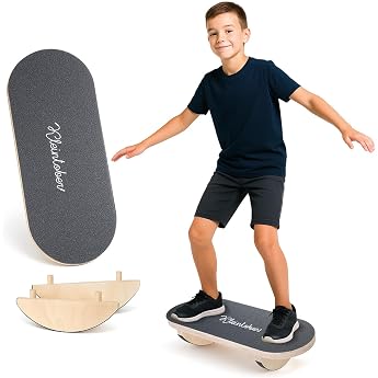 KLEINTOBER Children's Balance Board I Balance Board Children with 3 Difficulty Levels I Birch Wood Wobble Board with PEVA Non-Slip Surface I Wobble Board for Promoting Balance