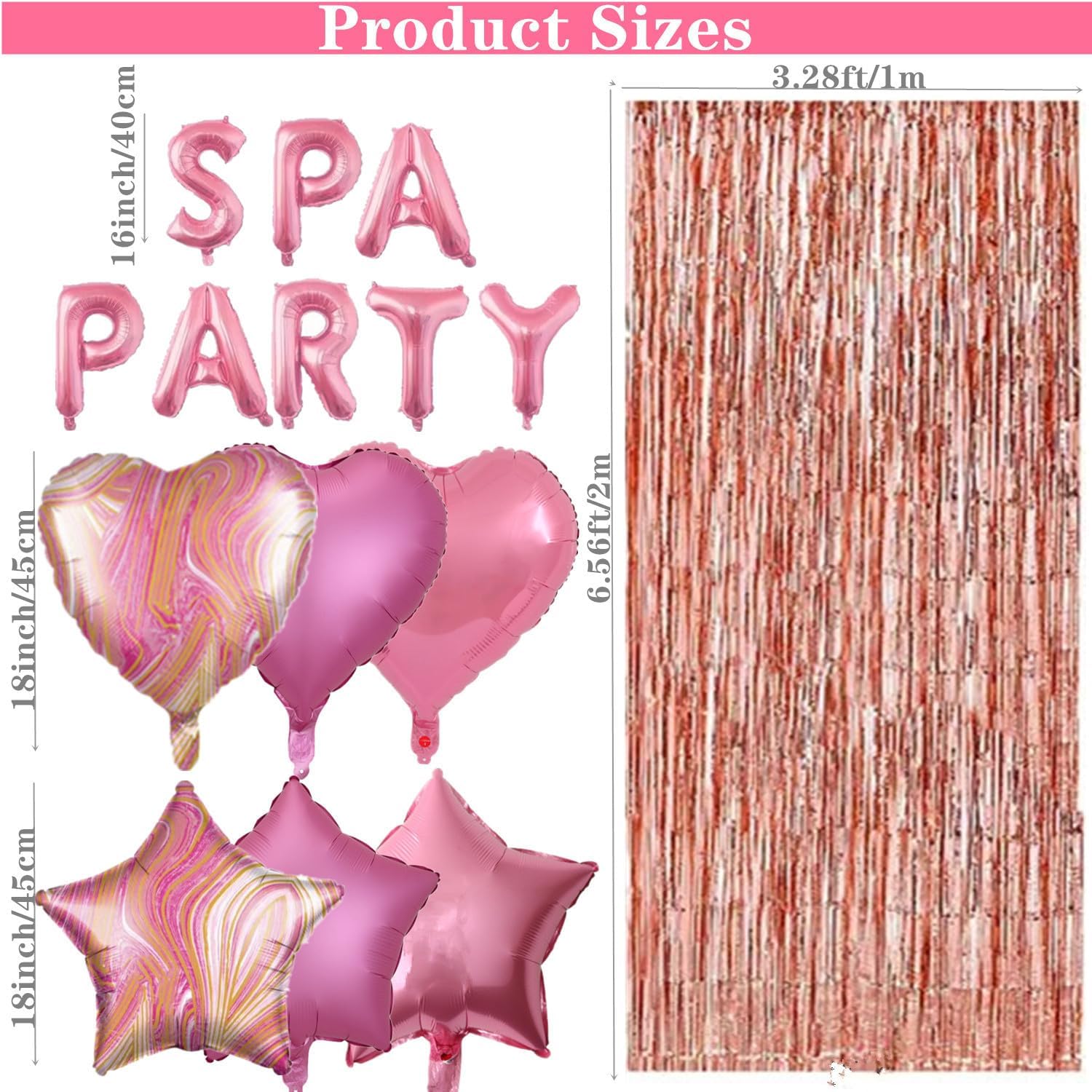 46 Pieces Spa Party Decorations Balloons Spa Theme Birthday Party Supplies Lipstick Cosmetics Balloons Foil Fringe Curtains for Girls Spa Day Makeup Party (Light Pink) image 2
