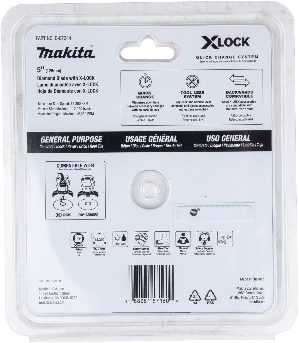Makita E-07244 X-Lock 5" Turbo Rim Diamond Blade for Masonry Cutting - Image 8