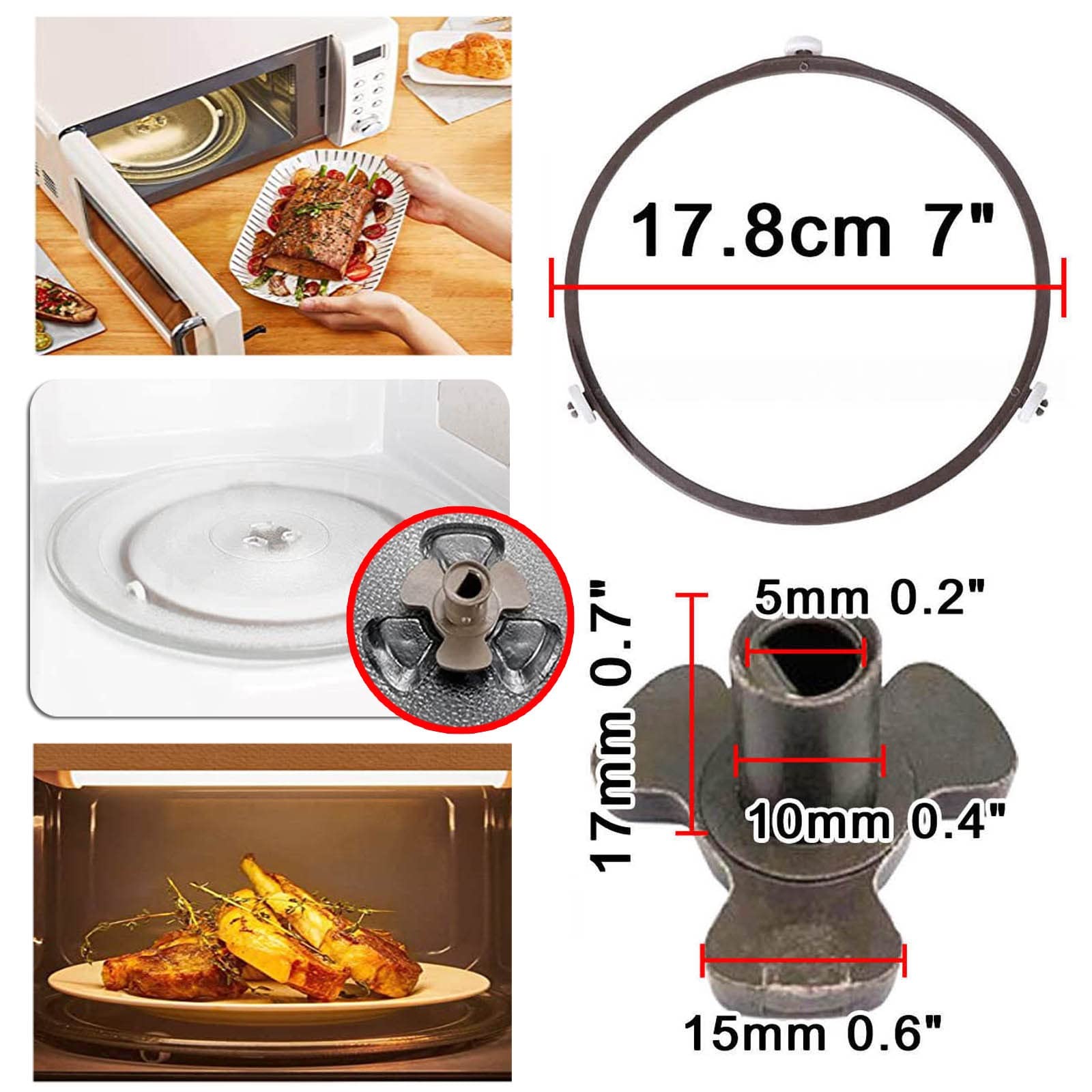 Universall Drehteller Für Mikrowelle, Hitzebeständig, Rund Glasdrehteller Für Mikrowellen, 24.5cm 25.5cm 27cm 31.5cm Ersatz Mikrowellenteller Mit Ring Drehteller Halter, Stabil, Antis-Rutsch ( Color :