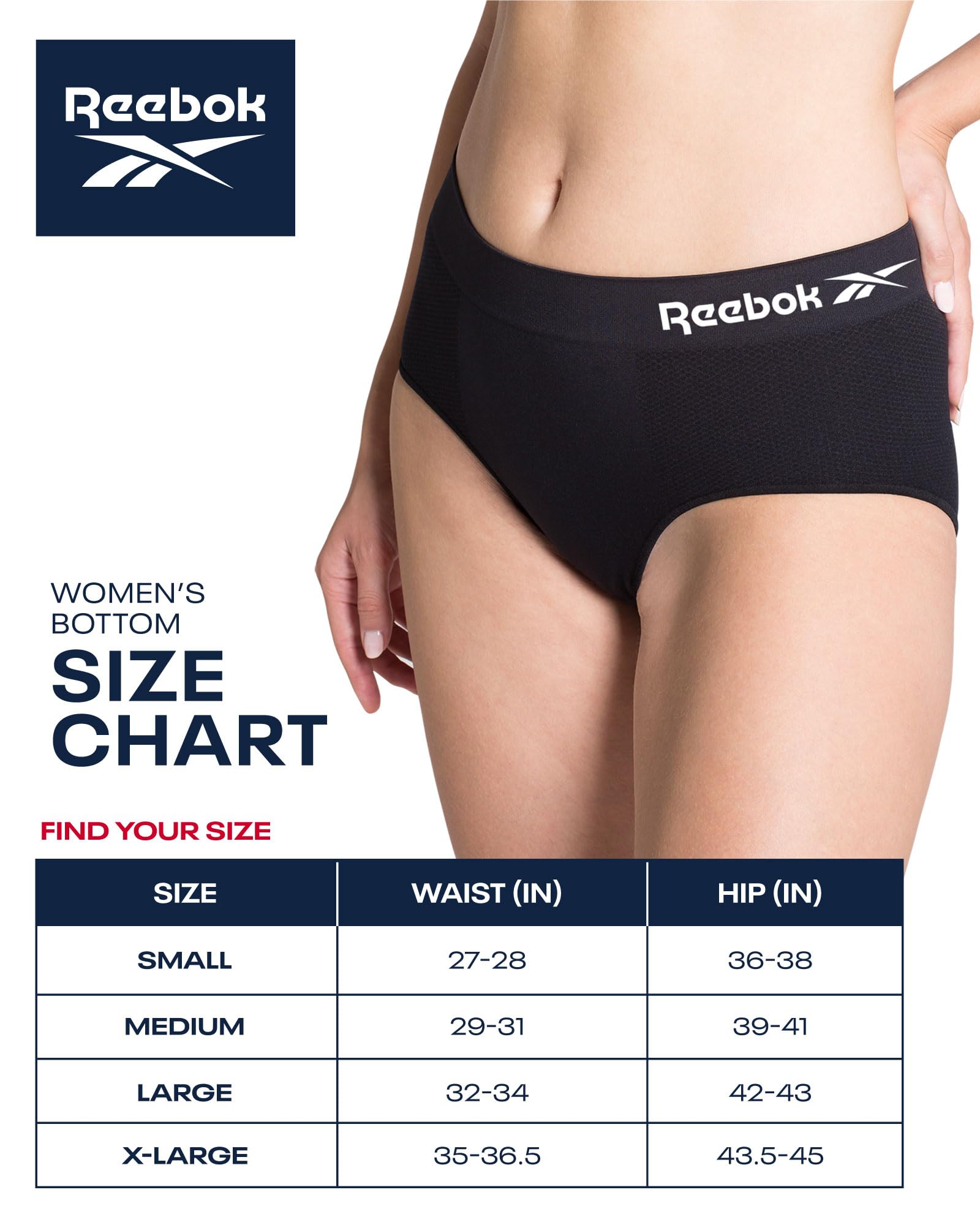 Reebok Damen Unterwäsche - Nahtlose Hohe Taille Slip Höschen (6er Pack)