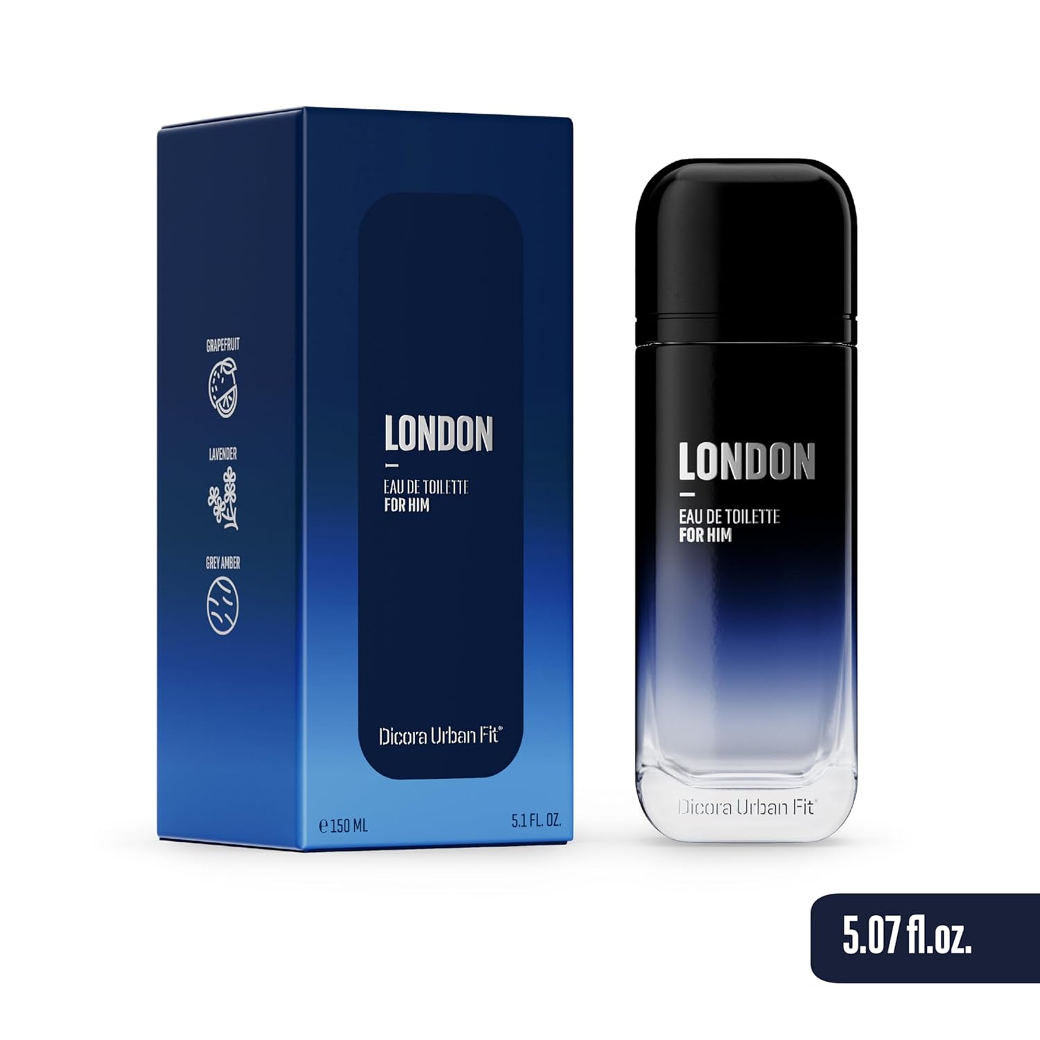 Dicora Urban Fit London Cologne for Men - Notes of Grapefruit, Sea Notes, Lavender, Laurel Leaves, White Moss, and Grey Amber - 5.07 oz EDT Spray
