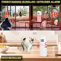 Vista 5 de Sirena de alarma de sensor de movimiento con teclado de 135db de volumen alto para garaje, cobertizo. Detector de movimiento PIR portátil