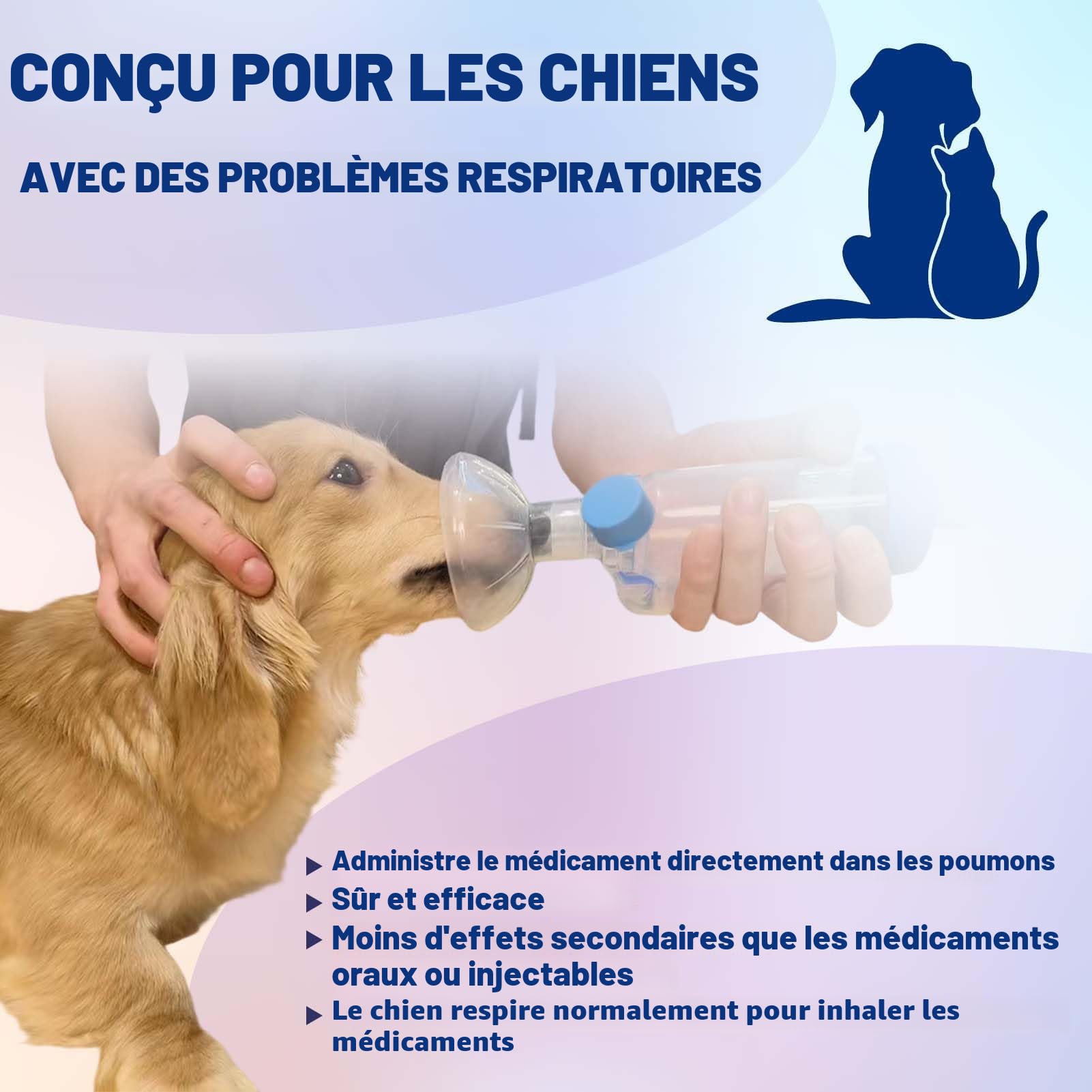 Espaceur pour Inhalateur pour Animaux avec 2 Masques de Tailles pour Chats et Chiens, Chambre d'aérosol avec Indicateur de Flux de Respiration, Compatible avec Tout MDI