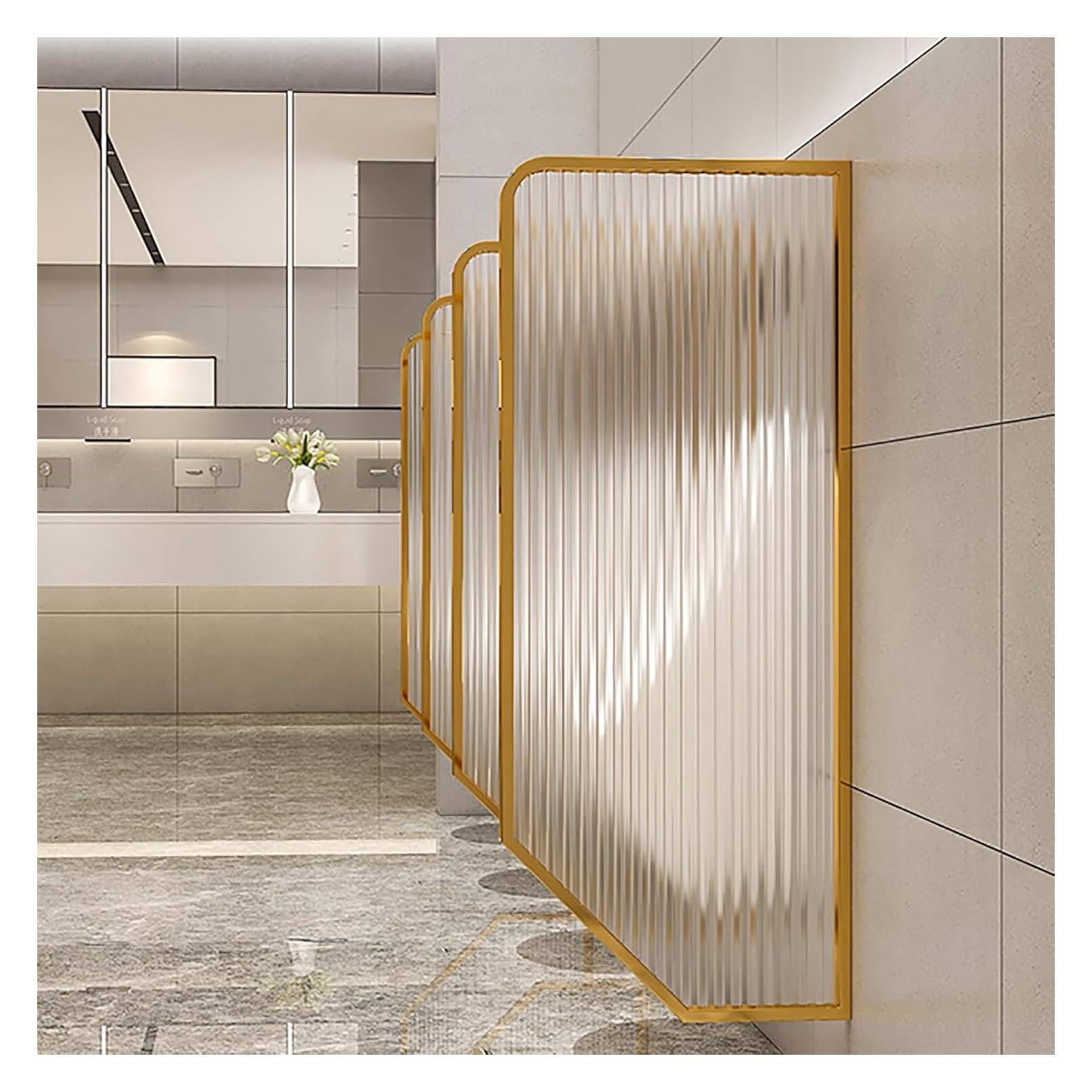 Cloison d'urinoir 1200x400mm cadre acier inox et verre dépoli 8mm