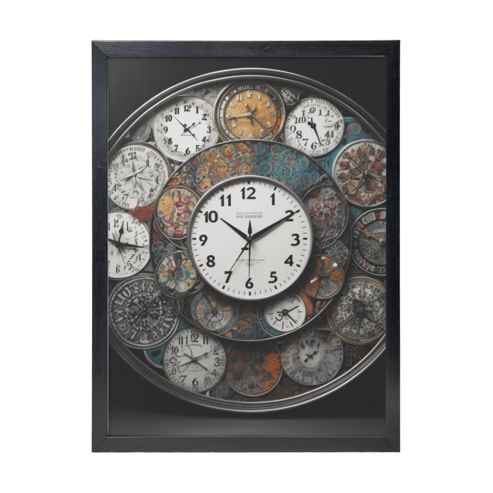 Framed Wall Art - Decorative Canvas Painting Clock Art Pictures Poster Aesthetic Modern Prints Artwork for Bedroom Office Wall Decor Ready To Hang 12x16 in