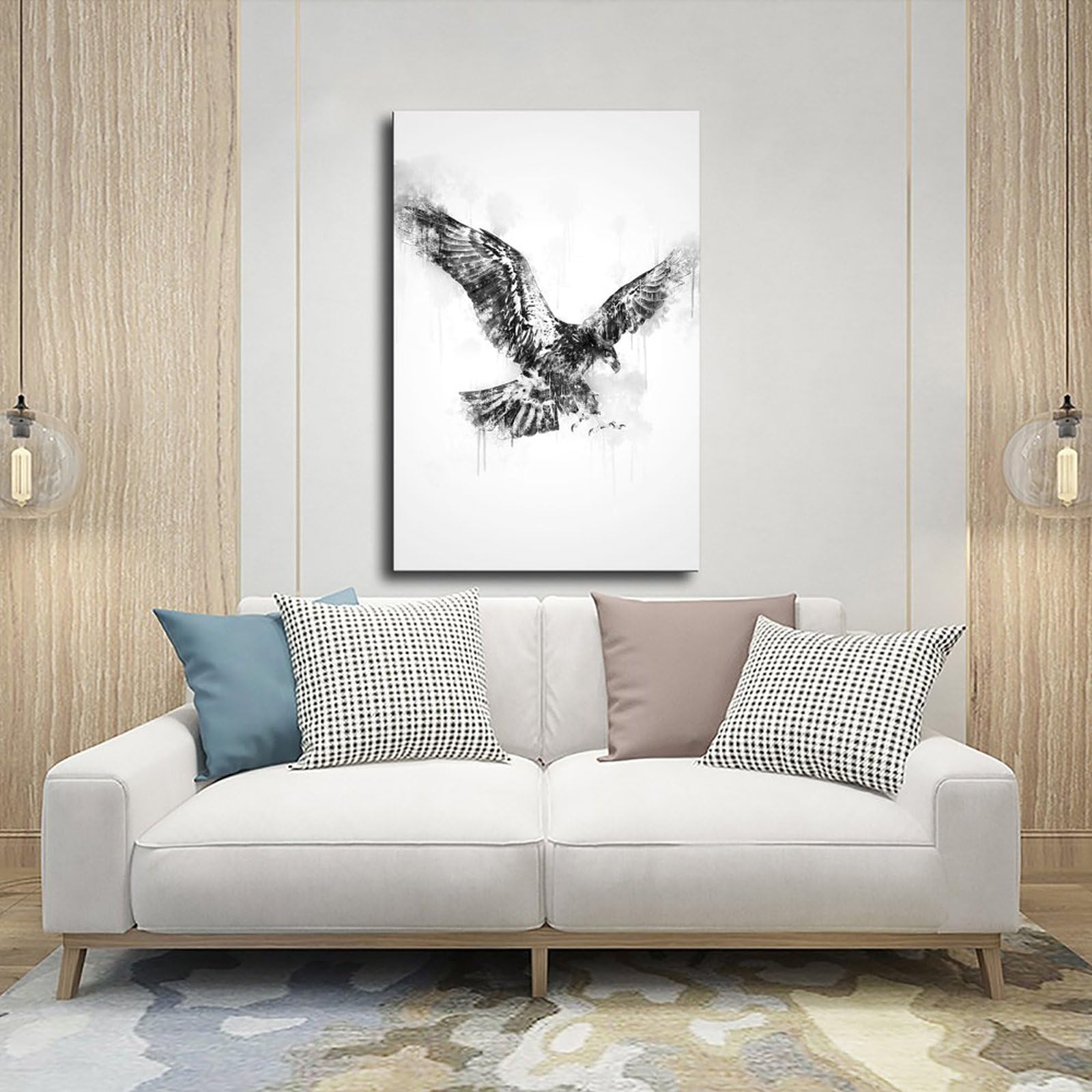 Déco Murale Toile Aigle Forêt Noir Et Blanc – 30x40 Cm, Sans Cadre, Pour Salon, Chambre, Bureau, Affiche Moderne