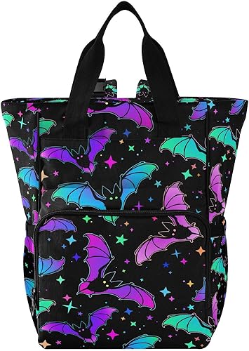 MNSRUU Diaper Bag Halloween Luminous Bats Diaper Bag Backpack Multifunction Travel Diaper Bag Tote Large Capacity Diaper Changing Backpacks for Moms