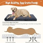 EMPSIGN Matelas de lit de chien réversible (Cool & Chaud), Doublures anti-eau, Couverture lavable à la machine amovible, Lit de caisse de soutien pour animaux de compagnie pour petits à grands chiens, peluche courte marine/Canvas Gray