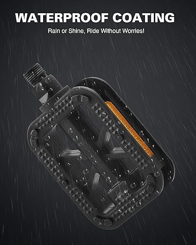 Miniatura 6 de VIRIBUS Pedales de bicicleta de 916 pulgadas, pedales de bicicleta profesionales con plataformas antideslizantes y reflectores, pedales BMX