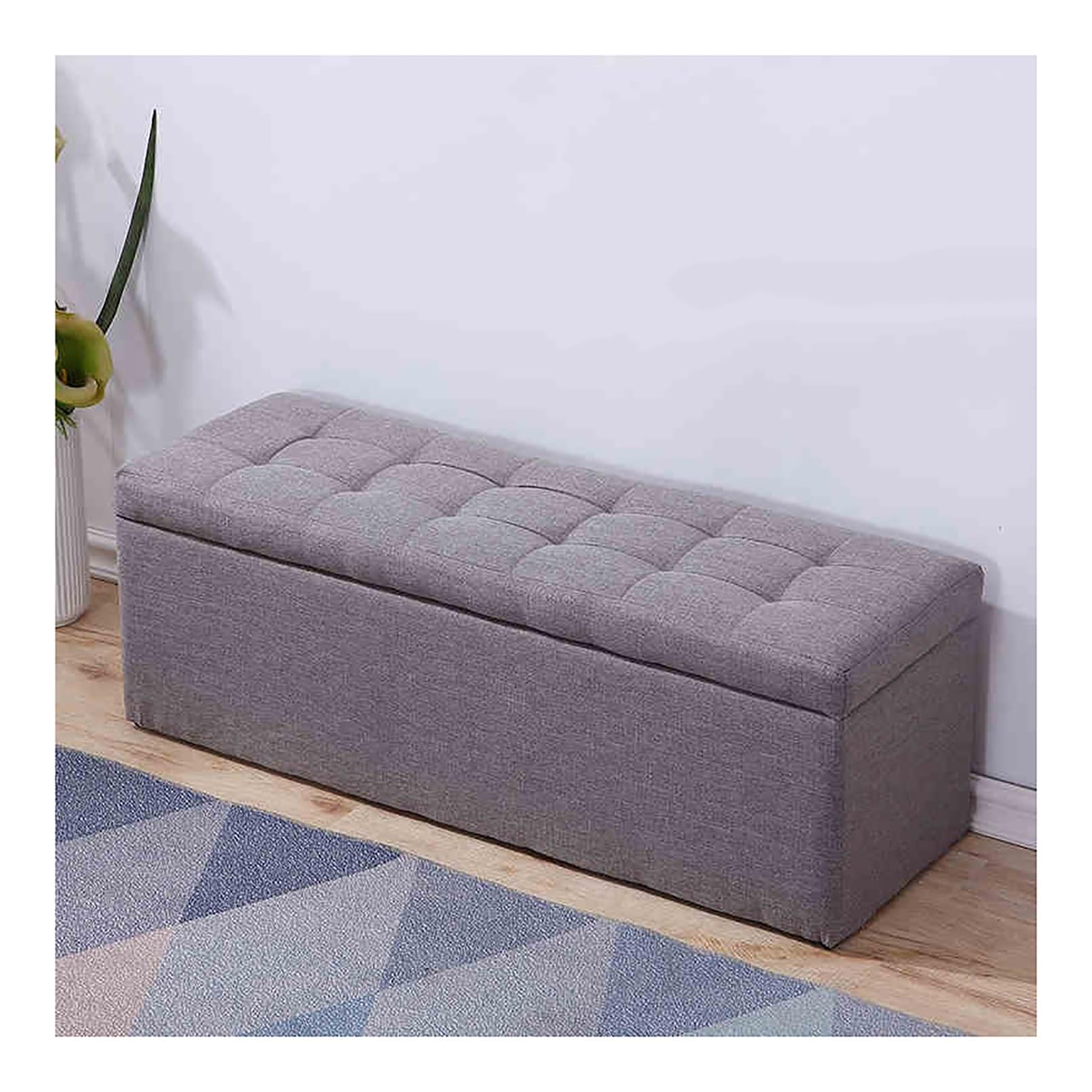 LWJSOCP Storage Bench with Upholstered Seat Ottoman Shoe Rack for Living Room Hallway Bedroom Bed Bench Gray 60x40x40cm Stylish & Functional