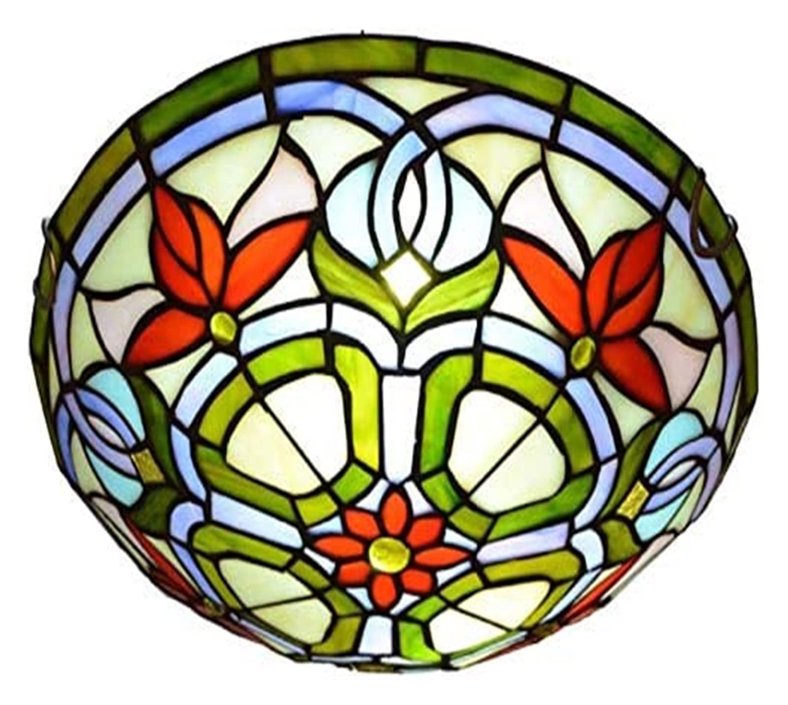 Lámpara de techo Lámpara de techo de vidrio de jardín retro, Lámpara de techo redonda para habitación de niños ultrafina retro Estilo Tiffany Lámpara de techo de vidriera para dormitorio Sala de estar