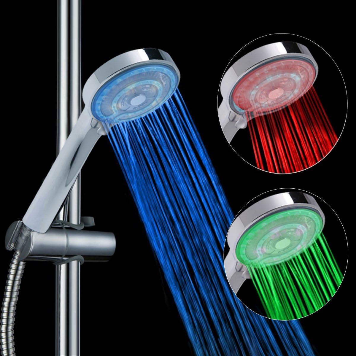Christmas Clearance! Timely Color Changing 3 Color LED Lights Romantic Massaging Bathroom Hotel Spa Bath Fun Rainfall Exotic Big Oversized Luxury Hotal Spa Glow Showerhead Shower Head BA1007C Showerhead with 3 Water Settings