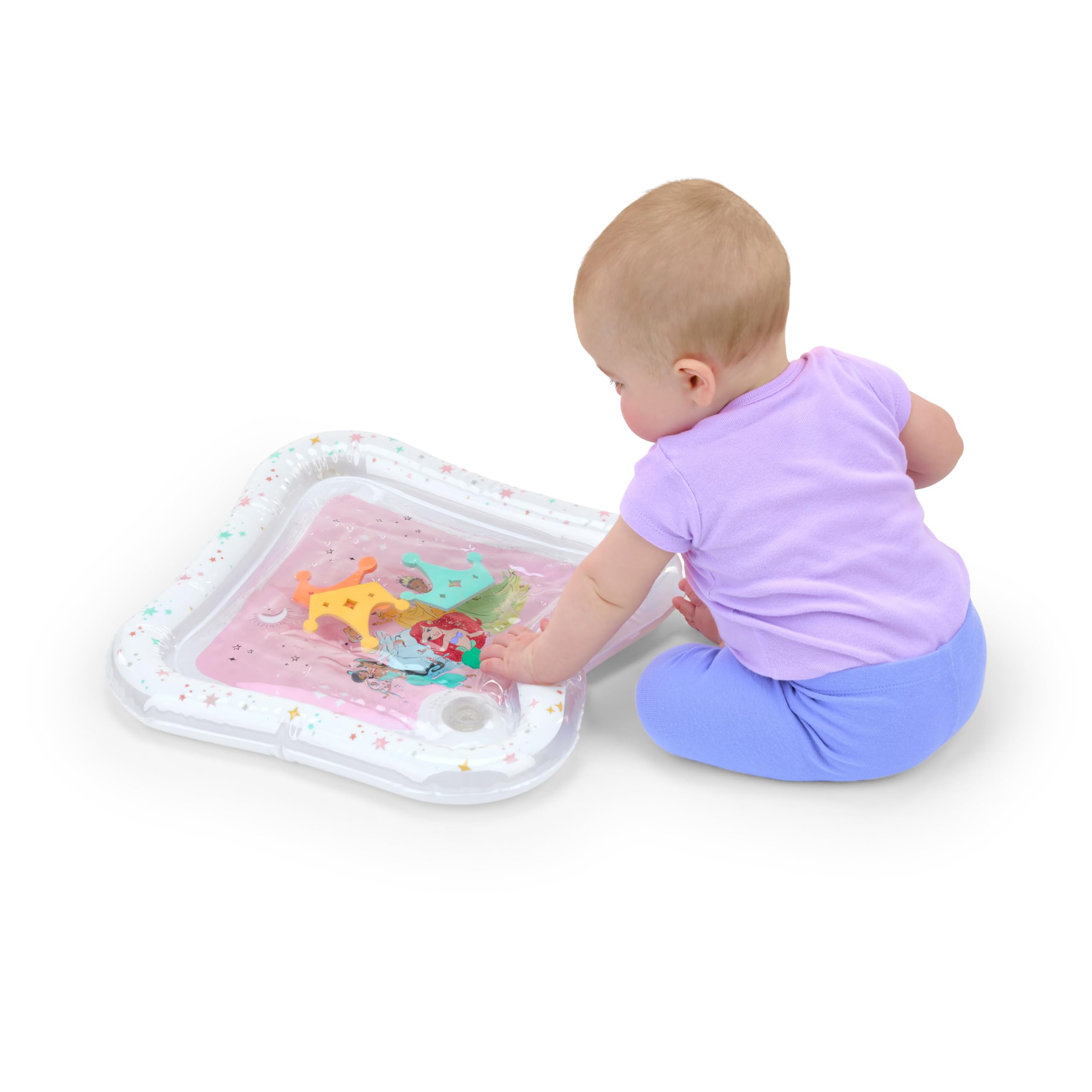 Bright Starts Disney Princess Royal Splash Water Mat, Tummy Time Mat with Ariel, Belle, Cinderella & More, Floating Toys - Image 2