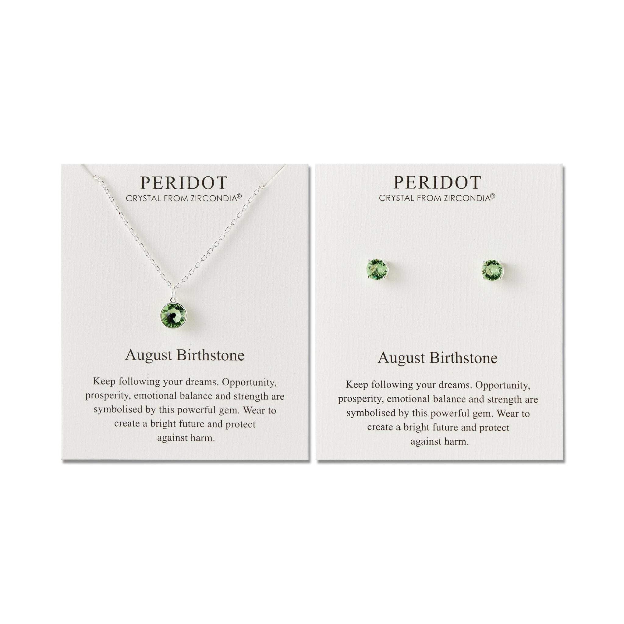 Philip Jones August (Peridot) Birthstone Necklace & Earrings Set Created with Zircondia® Crystals