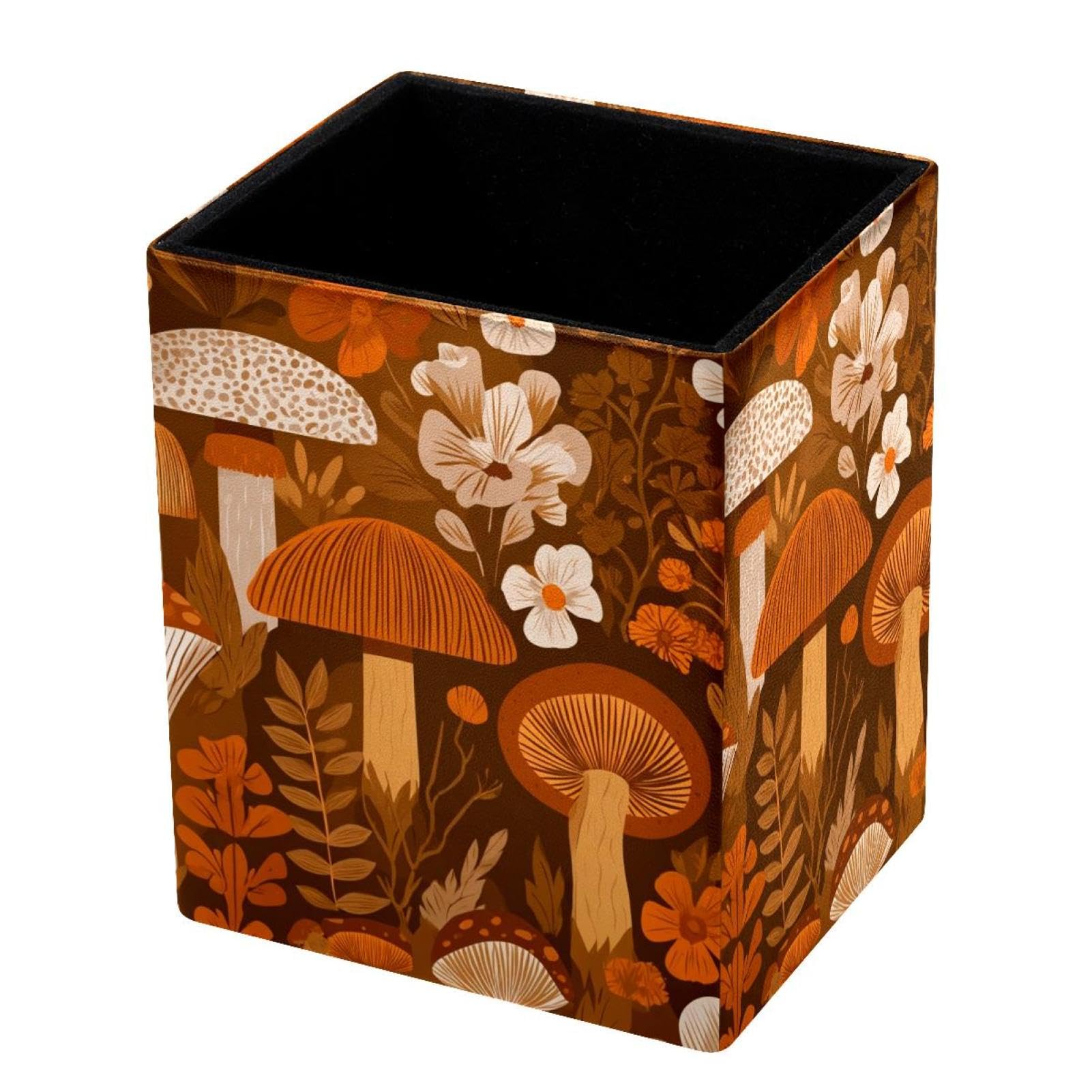 VAPOKF Pencil Holders for Desk, Mushroom Printed Pen Holders Pen Pot Makeup Brushes Storage Desktop Stationery Supplies Organiser for Home Office