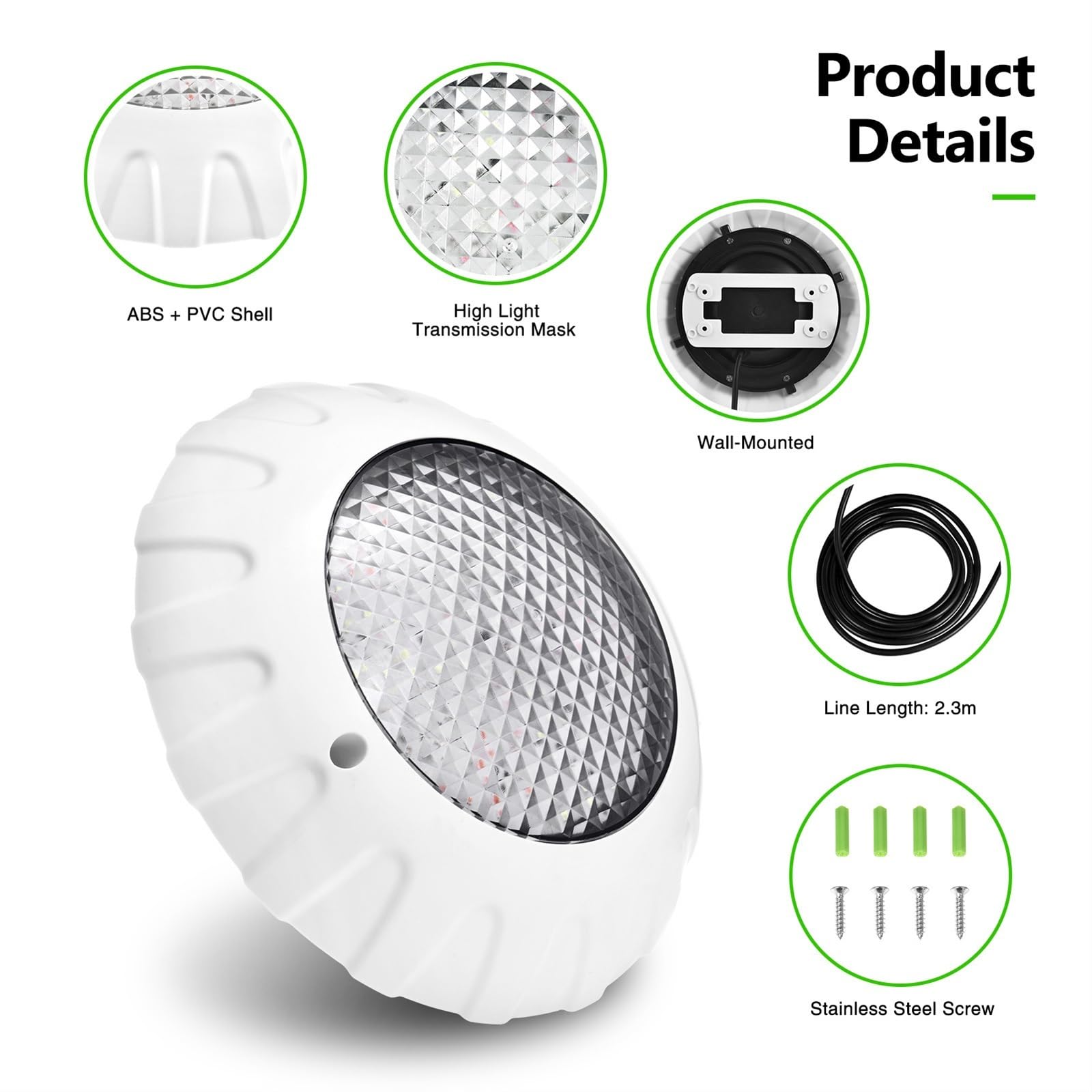 EDEDE Luci Piscina, 2 Pezzi Luce Subacquea 12V Luce for Piscina montata a Parete Impermeabile Colorata Luce for Piscina Telecomando Senza Fili Paesaggio LED