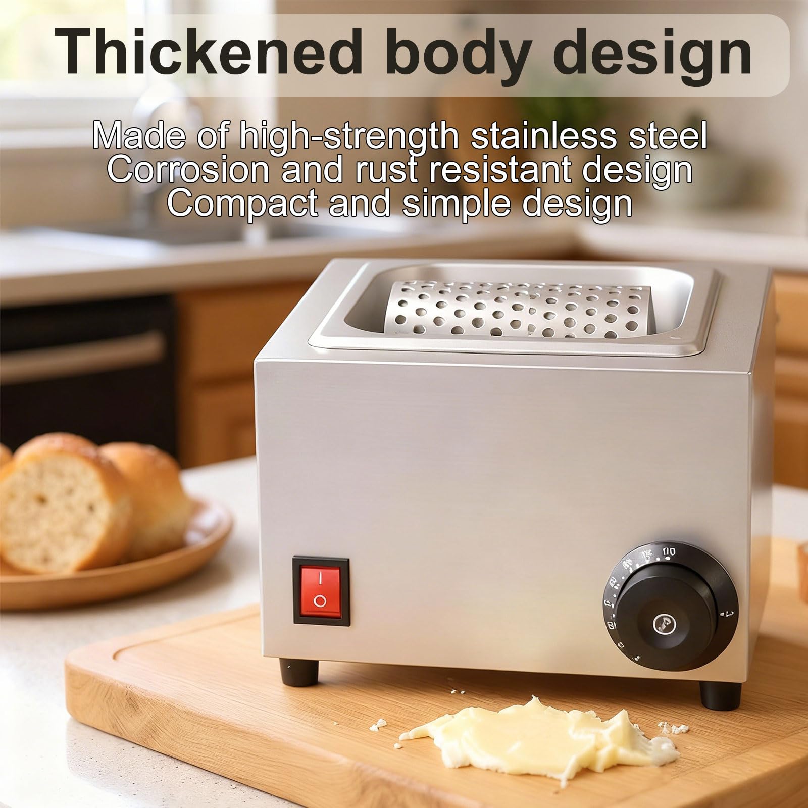 Elektrischer Käse- und Schokoladenwärmer, einstellbare Temperatur zum Schmelzen und Verteilen, ideal für Frühstück und Veranstaltungen im Freien