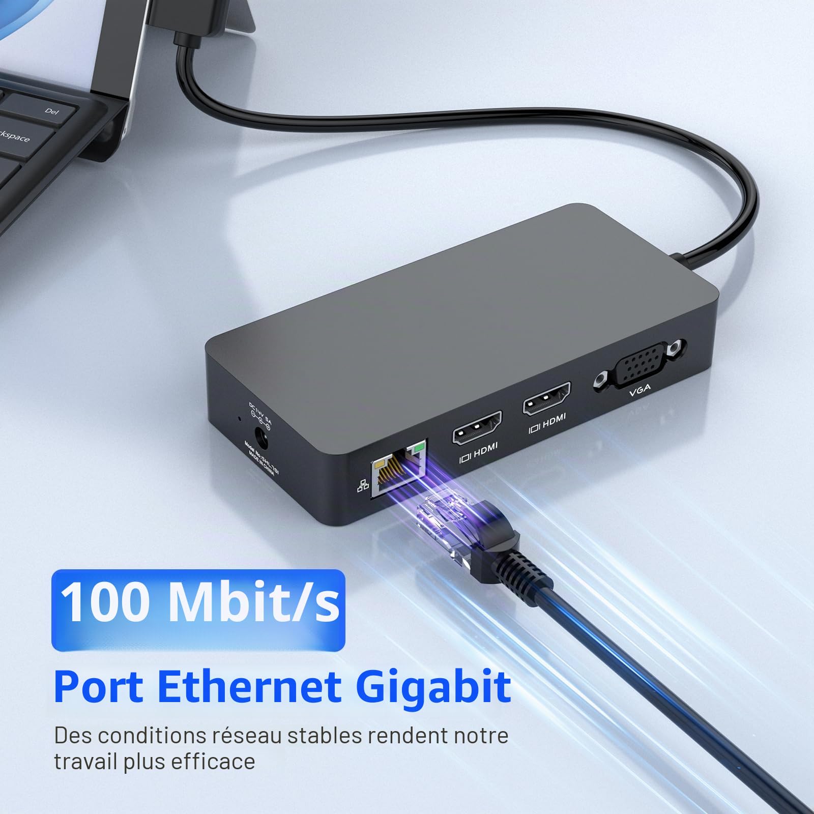 Station d'accueil Microsoft Surface Dock triple écran, double HDMI et VGA, avec adaptateur secteur,12 en 1 pour Microsoft Surface Pro 11/10/9/8/X/7/6/5/4/3,Surface Laptop 7/6/5/4/3/2/1,Surface Book Go