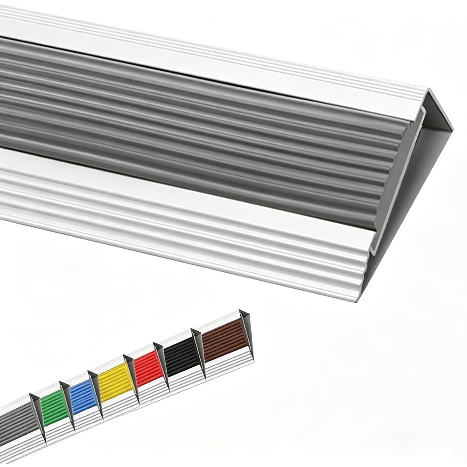 Aluminiowa listwa antypoślizgowa do schodów, zewnętrzne stopnie schodów, wodoodporne, do domu, szkoły(Gray,40x20mm)