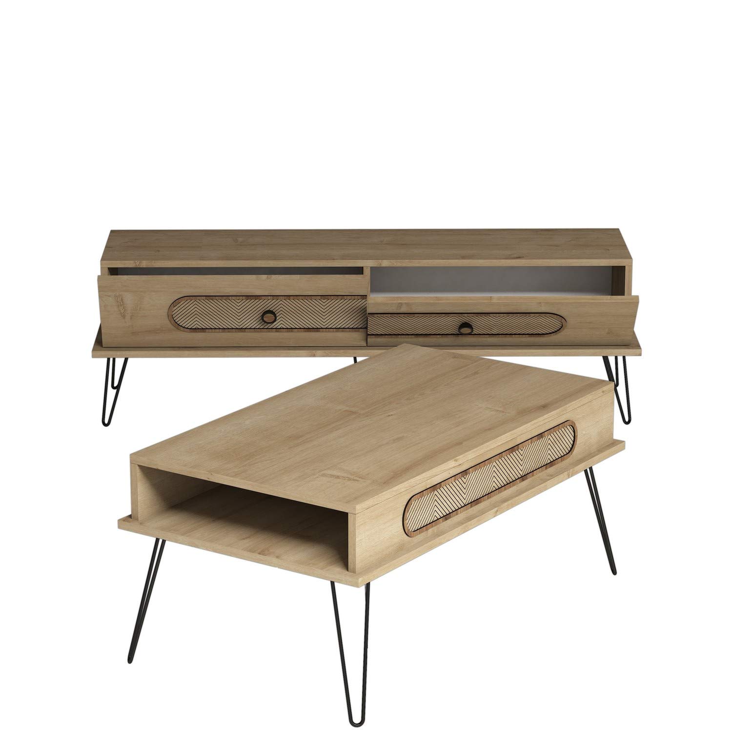 Skyedecom Oak 845HCT5213 - Conjunto de muebles de salón de roble
